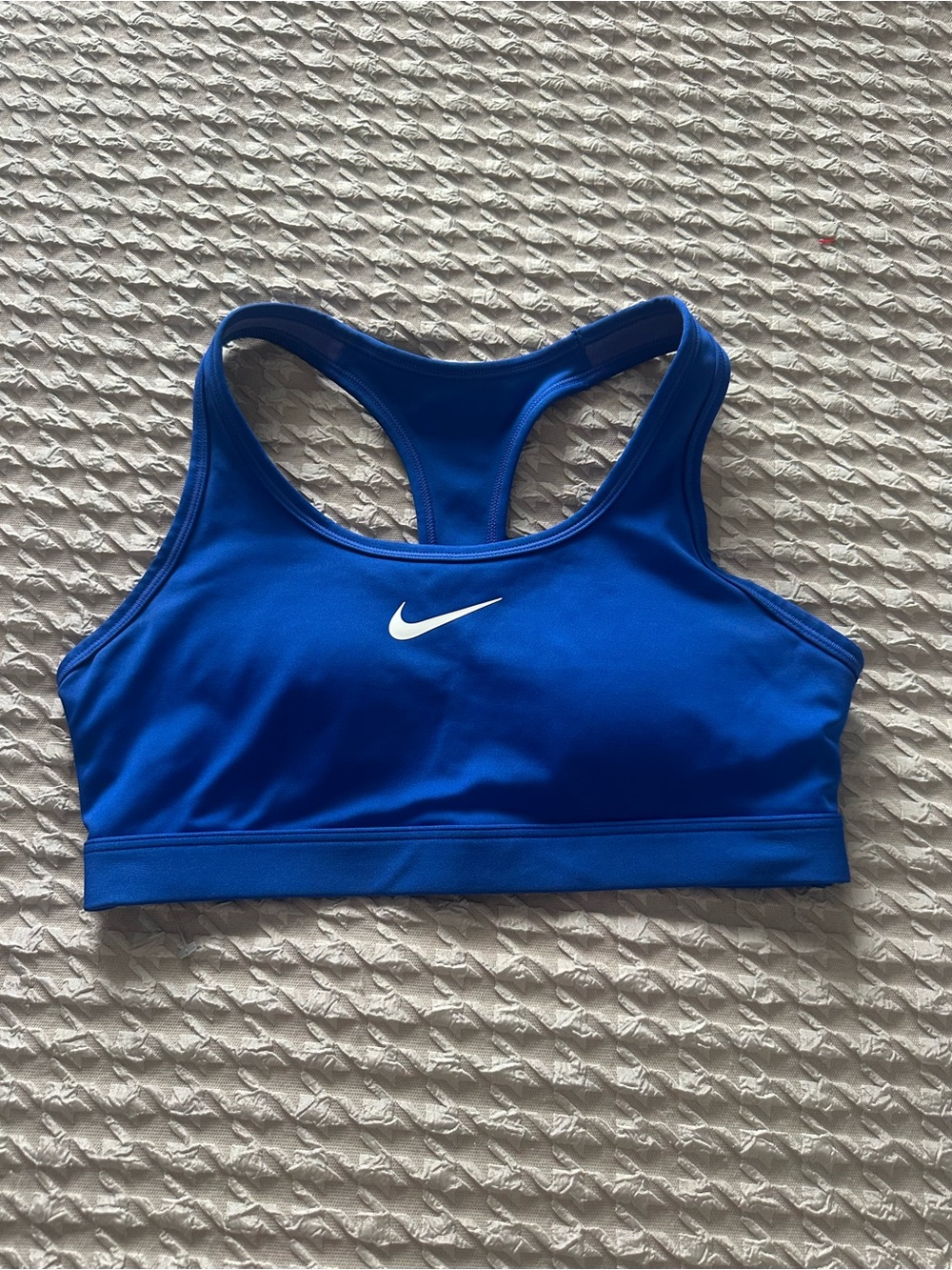 Nike Royal Blue Racerback Sports Bra with White Swoosh